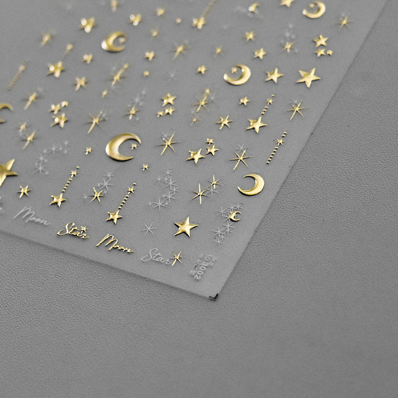 gold moon and star nail sticker