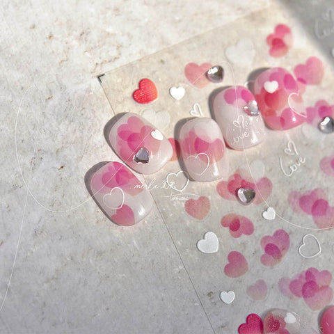 pink heart nail design