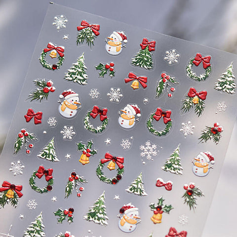 Christmas Tree Nail Stickers, Snowman Nail Stickers, Winter Nail Decals, Christmas Stickers, Winter Nail Art, Snowman Nail Decals, DIY Nails