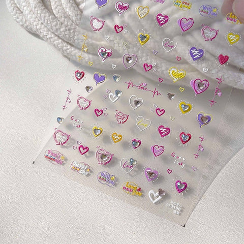 Kawaii heart nail decal