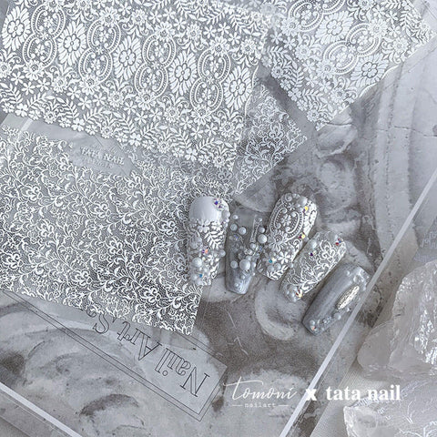 Lace Nail Wraps, Lace Nail Stickers, Flower Pattern Nail Decals, Embossed Nail Stickers, DIY Nails