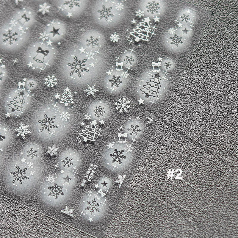winter snow and christmas tree nail sticker