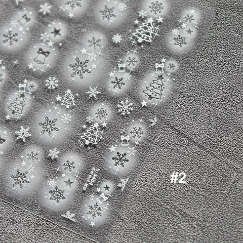 winter snow and christmas tree nail sticker