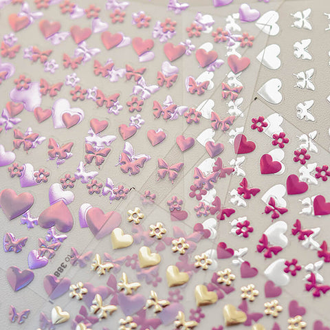 Gold Silver Heart And Butterfly Nail Stickers-to 3889