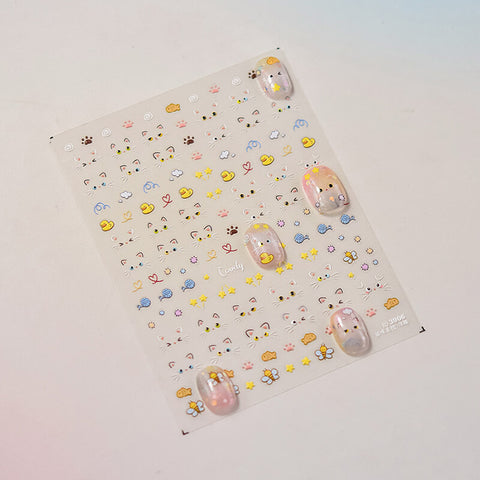 Close-up of high-quality cat emoji nail sticker