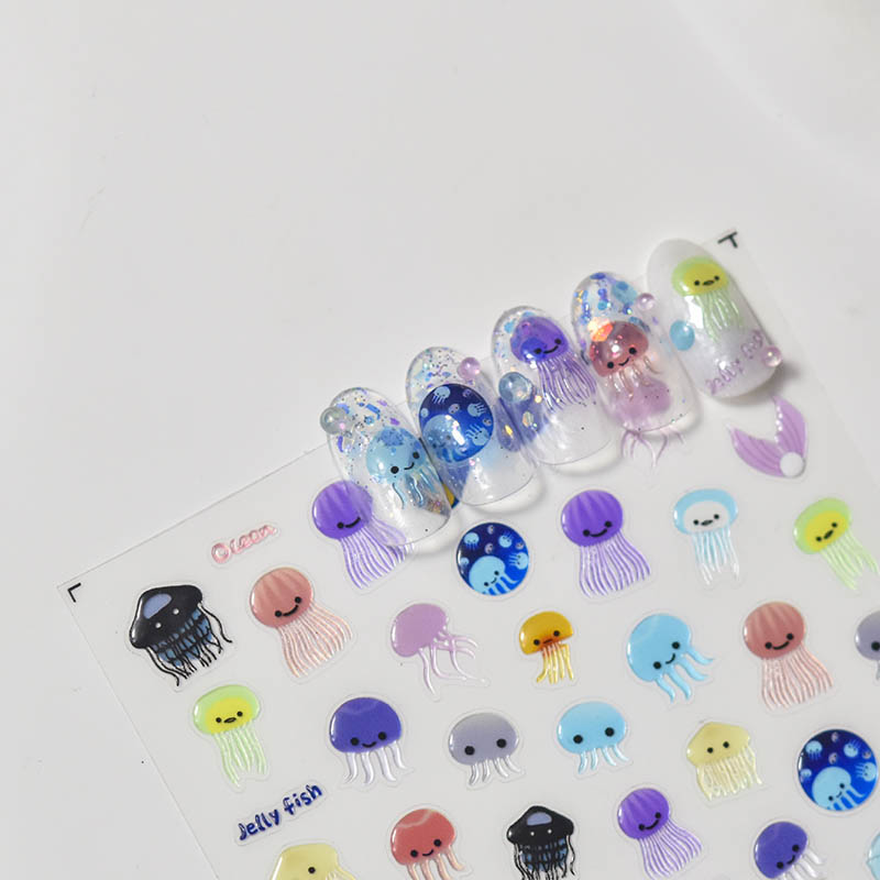 kawaii jelly fish nail decals