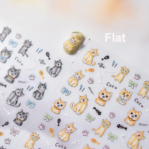 Cute Cat Nail Stickers, Cat Nail Decals, Cute Nail Art Stickers, Cat Nail Design, 3D Nail Stickers, Cat Nails, Cute Manicure