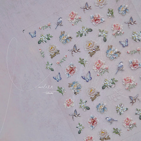 elegant flower nail stickers adorned with crystal
