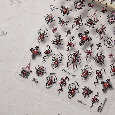 Spider Nail Stickers, Halloween Nail Stickers, Spider And Cross Nail Stickers, Scary Halloween Nail Decals, Spider Nail Decals, DIY Nails
