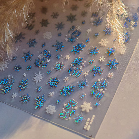 Winter Snowflake Nail Stickers, Gold&Silver Snowflake Nail Decals, Winter Nail Art Stickers
