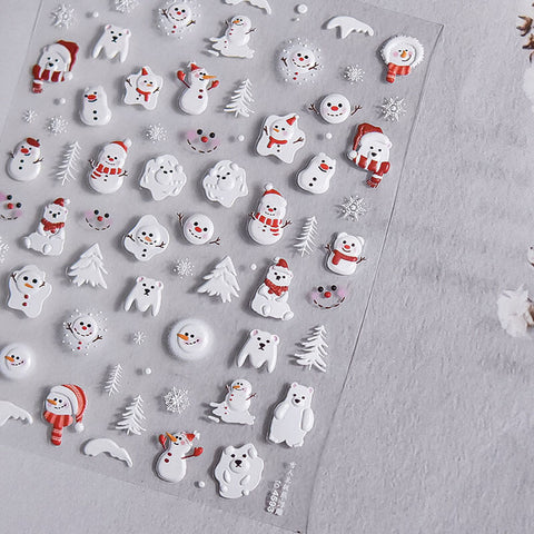 Winter Nail Stickers, Snowman Nail Stickers, Winter Nail Art Stickers, White Winter Nail Stickers, Snowman Nail Decals, Winter Manicure