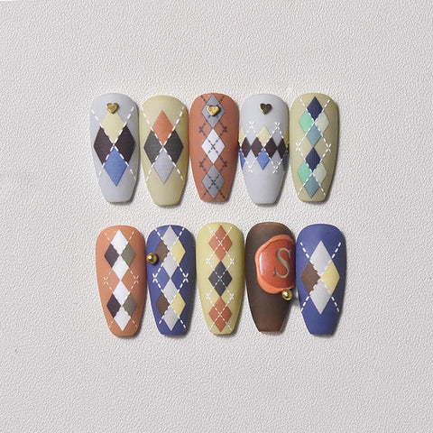 Rhombus Grid Nail Stickers, Grid Nail Stickers, Winter Nail Decals, Nail Decal Art, DIY Nails