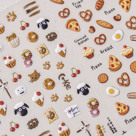 Cute Bread And Dessert Nail Stickers, Cute Nail Decals-to4244-to4245