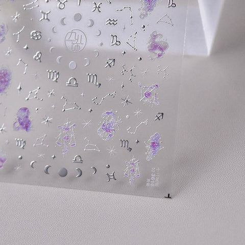 silver constellation symbol and celestial nail sticker