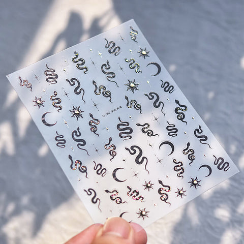 Snake Nail Stickers, Gold  Snake Nail Stickers, Snake Nail Decals, TA366