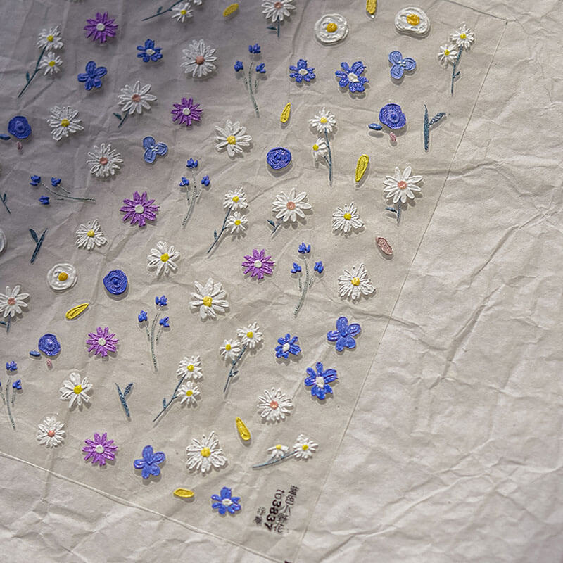 blue and white flower nail sticker