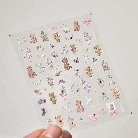Cute Bear And Girl Nail Stickers-to4067-to4068
