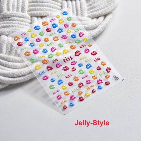 Lip Nail Stickers, Lip Nail Decals, 3D Nail Stickers, Nail Decal Art, Cute Nail Stickers, DIY Nails - [Nail Stickers]