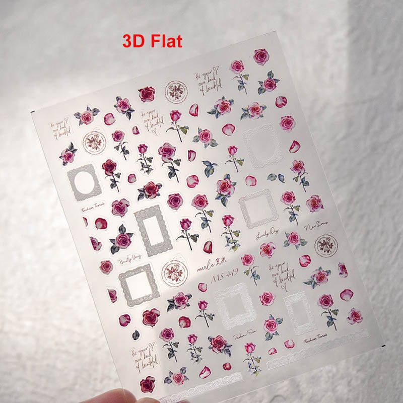 3D flower nail sticker, floral nail sticker