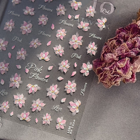 peach flower nail sticker