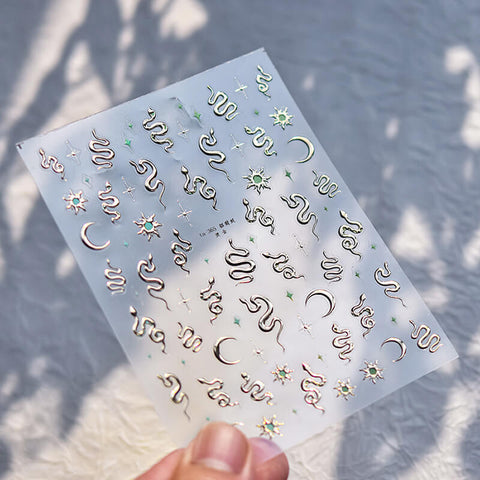 Snake Nail Stickers, Gold  Snake Nail Stickers, Snake Nail Decals, TA366