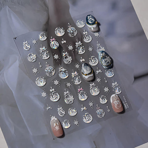 Winter Nail Stickers, Winter Snow Nail Decals, Snow Ball Nail Stickers, White Winter Nail Stickers, Nail Art, Snow Nail Design, DIY Nails