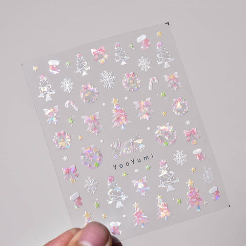 cute christmas tree and socks nail stickers
