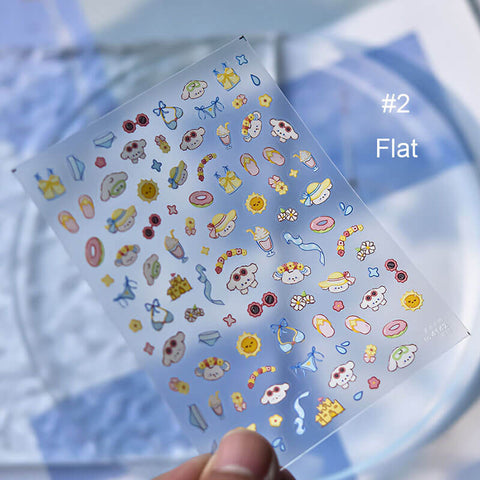 Beach-themed nail art with Cute Dog on Vacation Nail Stickers, featuring Surf Puppy design