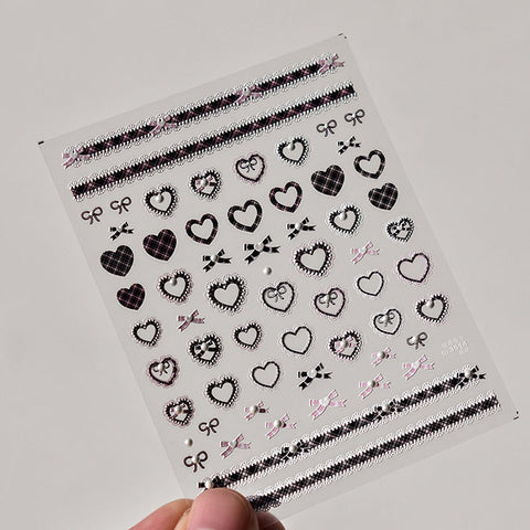 cute heart and lace strip nail decal sticker 