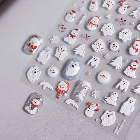 Winter Nail Stickers, Snowman Nail Stickers, Winter Nail Art Stickers, White Winter Nail Stickers, Snowman Nail Decals, Winter Manicure