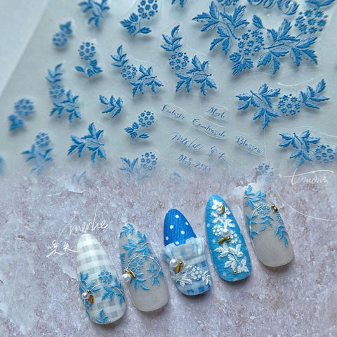 Aesthetic Flower Nail Stickers, Flower Nail Decals, Embroidery Style Nail Stickers, Aesthetic Nail Decals, DIY Nails