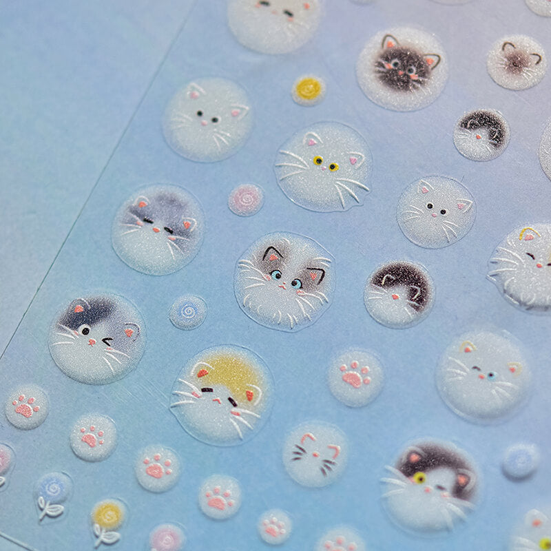 "Kawaii Cat Nail Art Decals - Playful cat silhouette