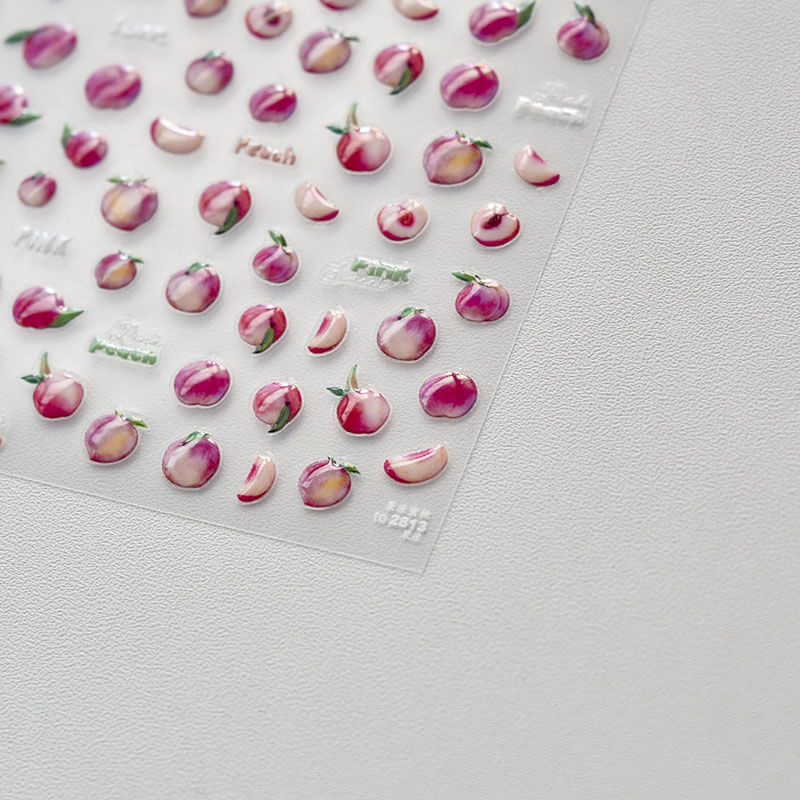 jelly style peach nail stickers
