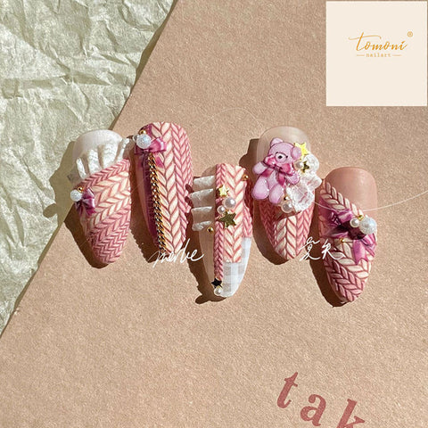 pink sweater nail stickers