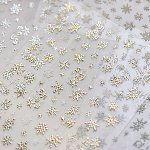 Winter Snowflake Nail Stickers, Gold&Silver Snowflake Nail Decals, Winter Nail Art Stickers