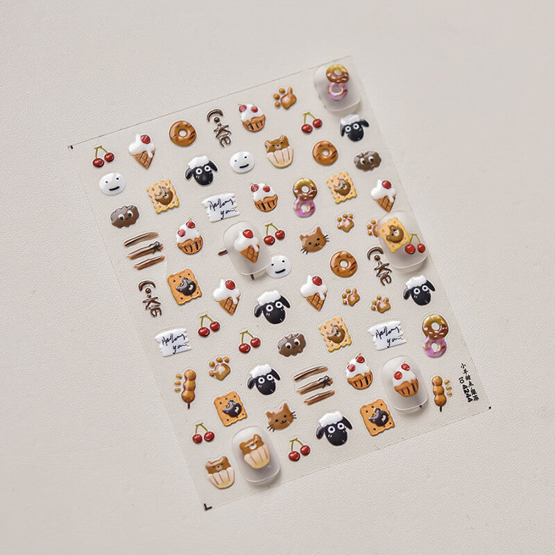 Cute Bread And Dessert Nail Stickers, Cute Nail Decals-to4244-to4245
