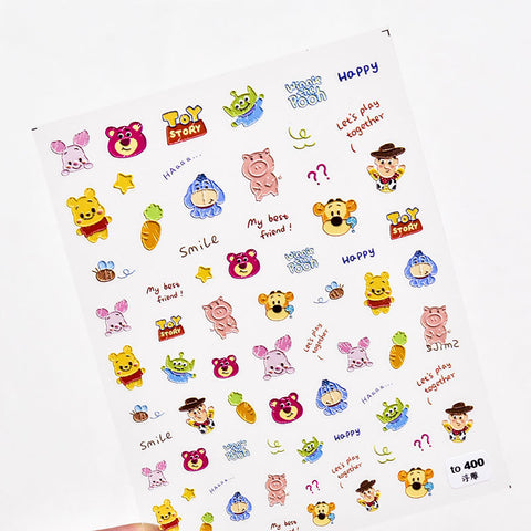 Cartoon Nail Sticker, Disney Nail Stickers, Disney Cartoon Nail Decals, Embossed Nail art Stickers