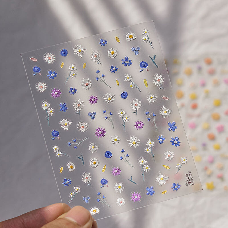 embossed flower nail art stickers