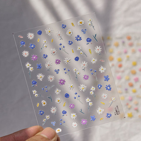 embossed flower nail art stickers