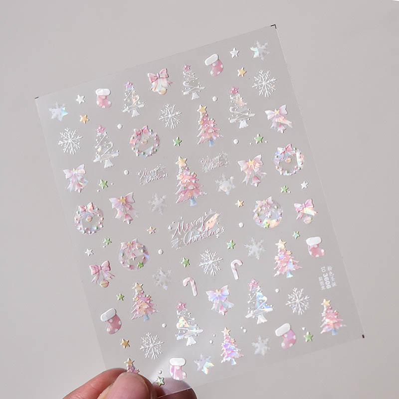 shiny christmas tree nail decal sticker