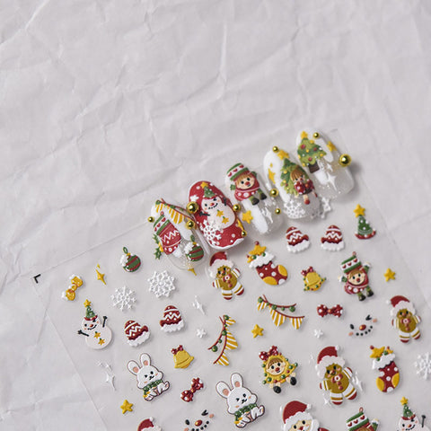 cartoon christmas nail art decals
