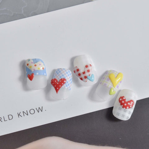 Kawaii Heart Nail Decals, Heart Nail Stickers, Jelly-Style Nails, Adhesive Nail Decals, Heart Nail Art, Nail Decal Art, DIY Nails - [Nail Stickers]