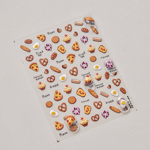 Cute Bread And Dessert Nail Stickers, Cute Nail Decals-to4244-to4245