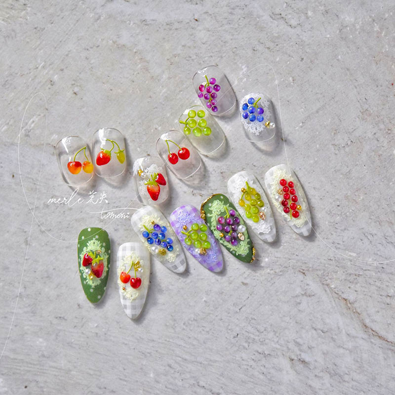 grape, cherry and fruit nail design