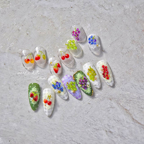 grape, cherry and fruit nail design