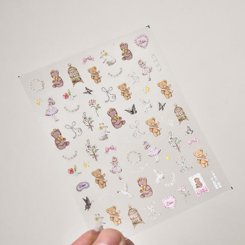 Cute Bear And Girl Nail Stickers-to4067-to4068