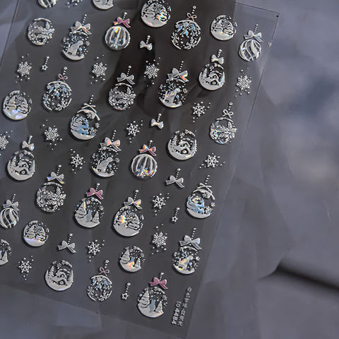 Winter Nail Stickers, Winter Snow Nail Decals, Snow Ball Nail Stickers, White Winter Nail Stickers, Nail Art, Snow Nail Design, DIY Nails
