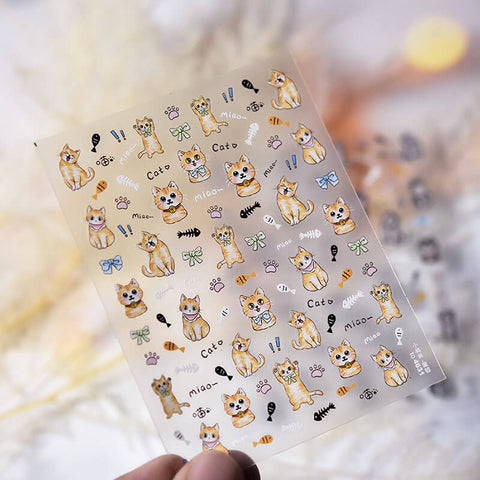 Cute Cat Nail Stickers, Cat Nail Decals, Cute Nail Art Stickers, Cat Nail Design, 3D Nail Stickers, Cat Nails, Cute Manicure
