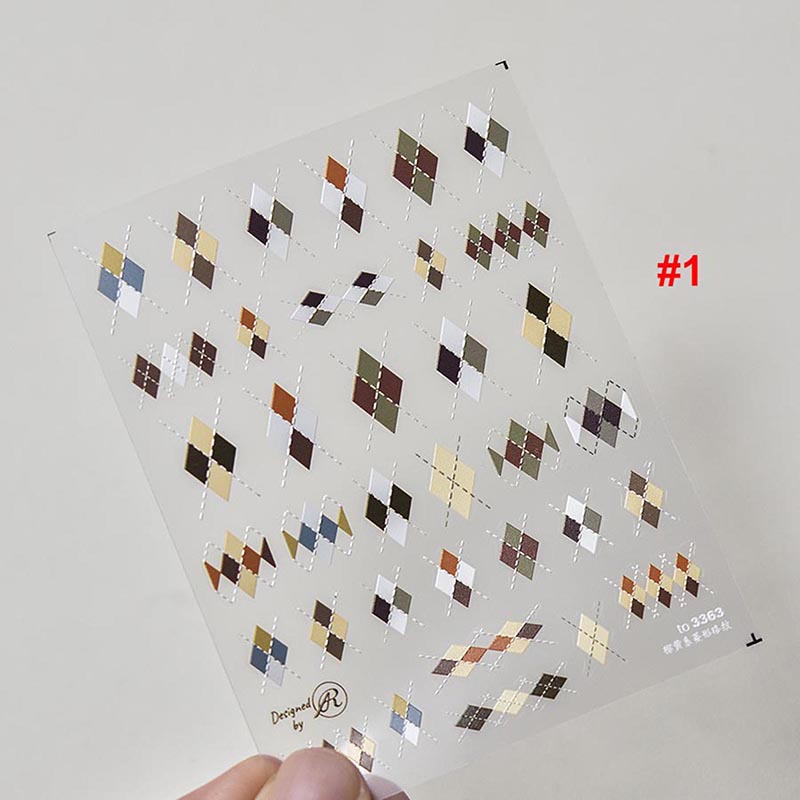Rhombus Grid Nail Stickers, Grid Nail Stickers, Winter Nail Decals, Nail Decal Art, DIY Nails