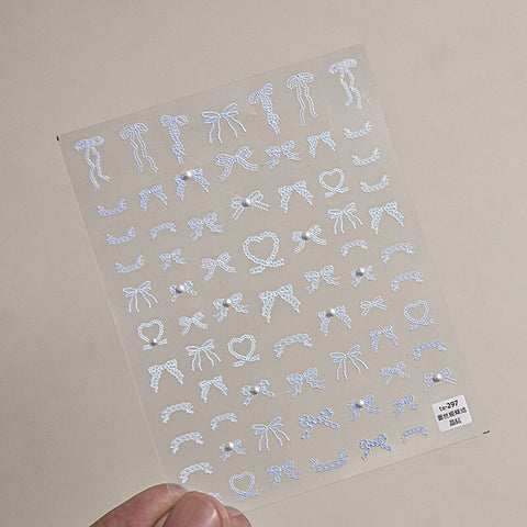 Lace Bowknot Nail Stickers | Cute and Delicate | Multi-Color Options